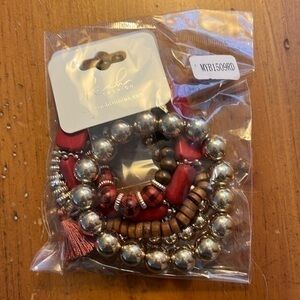 Women’s RIAH Fashion Gold, Red and Black Buffalo Check Bracelets NWT
